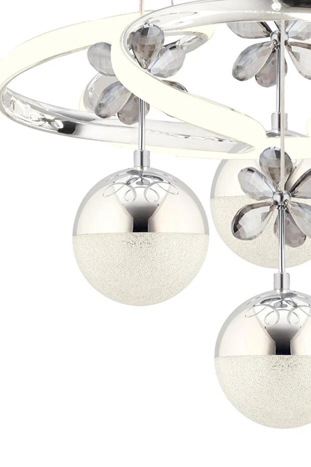 Rodin Kumandalı Gümüş Sarkıt 3 Renk Led Modern Ledli Avize